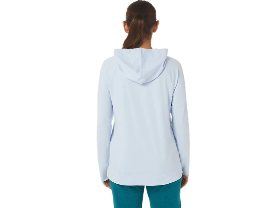 ASICS Women's W Tech PO Hoodie in Soft Sky Spacedye - Lightweight Athletic Pullover
