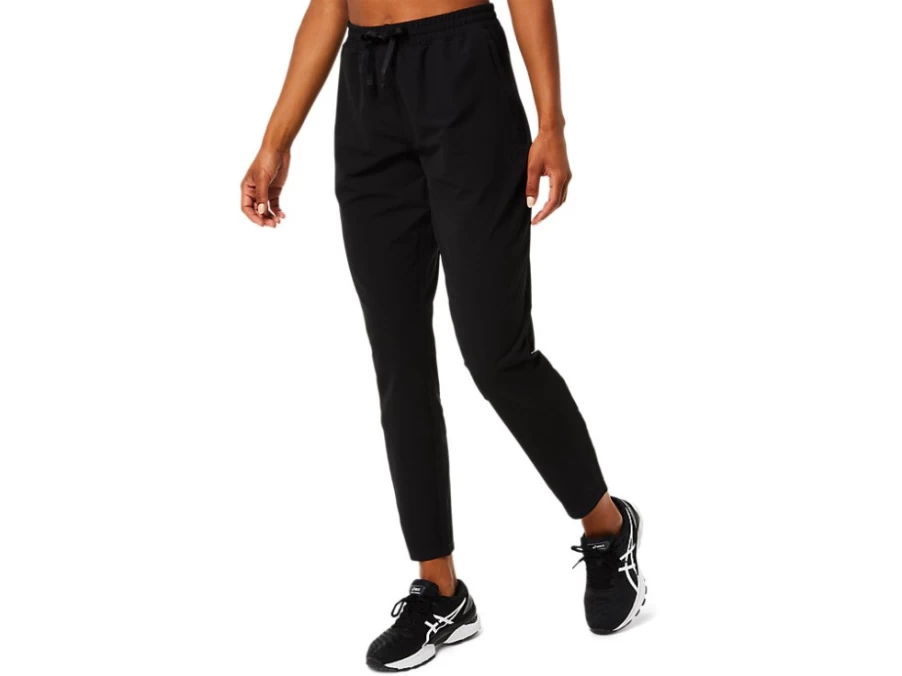 ASICS Women's Performance Black Woven Taper Pants for Athletic Comfort