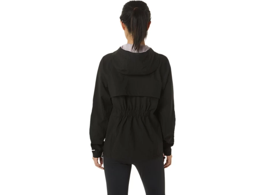 ASICS Women's Performance Black & Barely Rose Waterproof Jacket – Lightweight Windproof Outdoor Coat