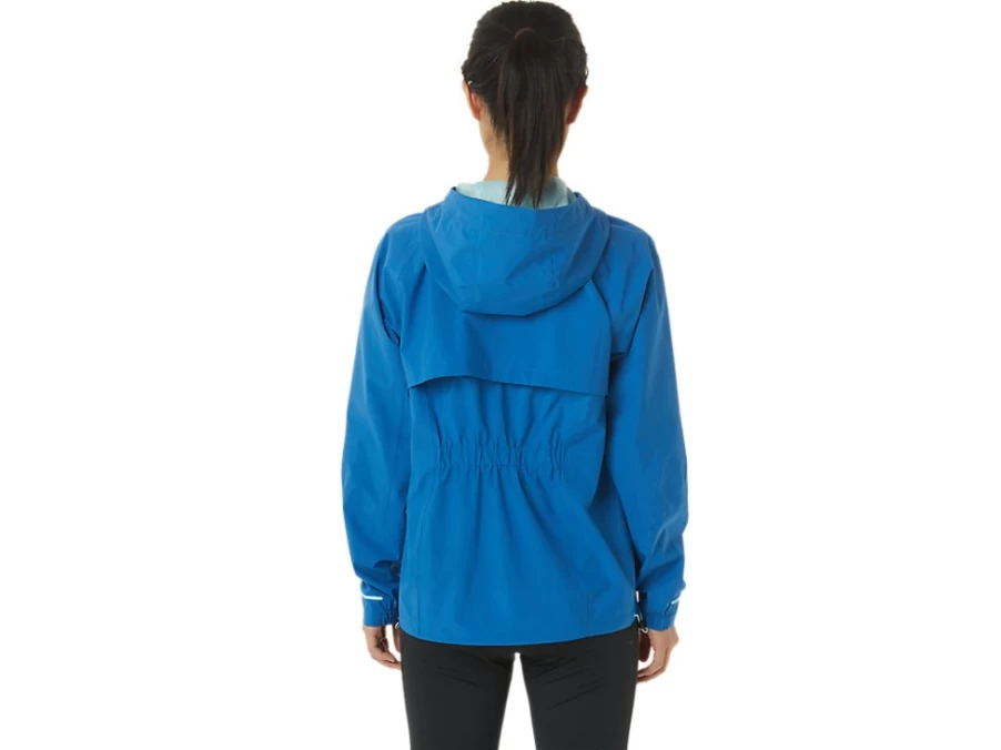 ASICS Women's Lake Drive/Clear Blue Waterproof Jacket – Lightweight Windproof Outdoor Shell