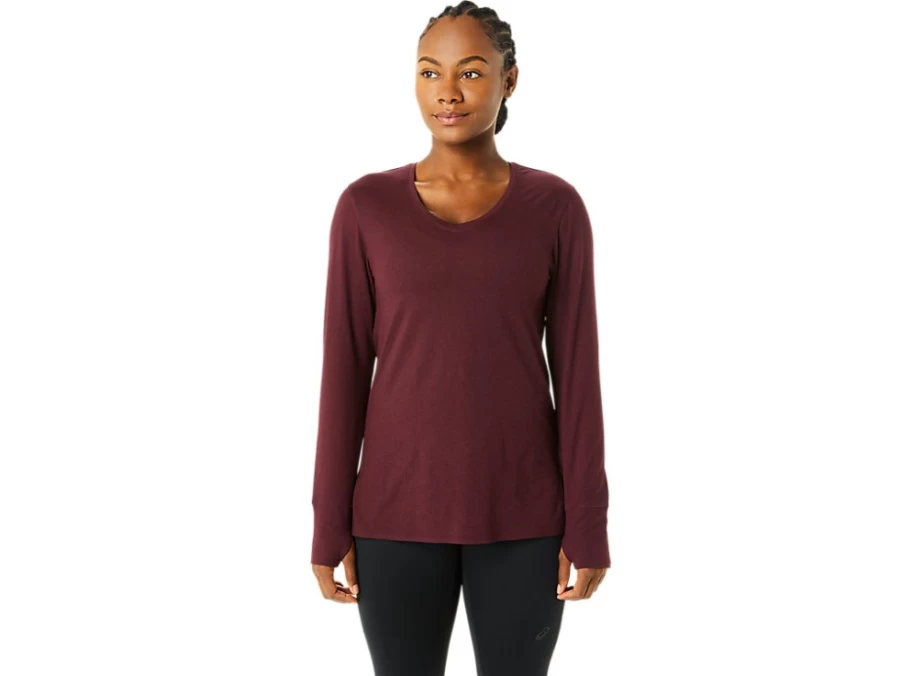 ASICS Women's Deep Mars Heather Long Sleeve Top - Athletic Comfort Fit