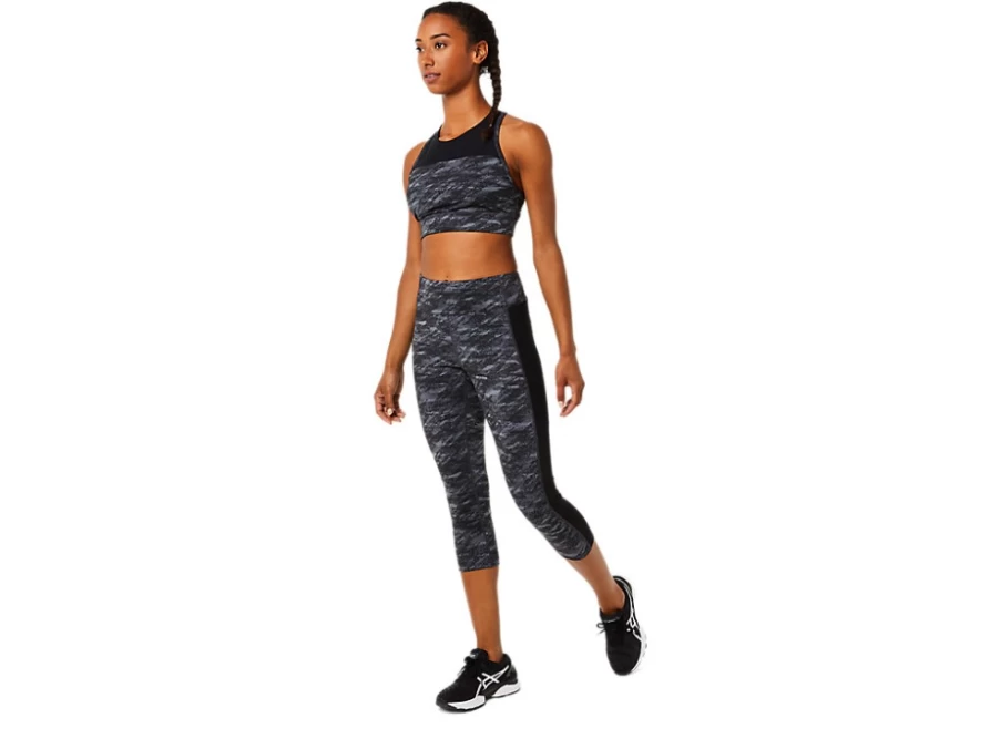 ASICS Women's Kate Pocket Capri Pants - Grey Multi Athletic Shorts for Running & Training
