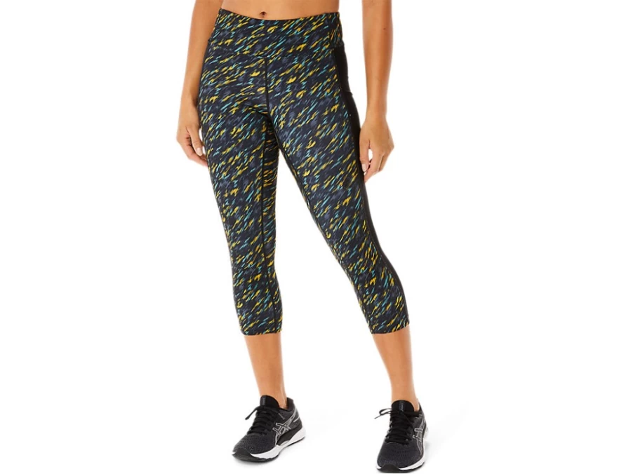ASICS Women's Kate Pocket Capri Pants - Night Shade/Sage Print Athletic Shorts