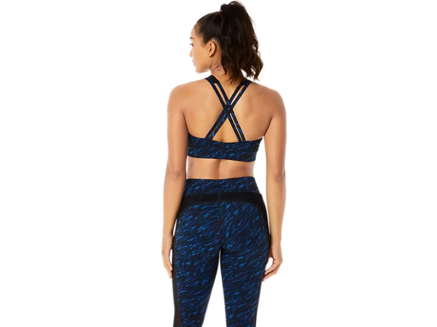 ASICS Women's Kate Strappy Bra in Night Shade/Lake Drive Print - Supportive Sports Bra for Active Women