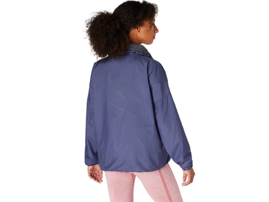ASICS Women's Reversible Jacket - Thunder Blue/Carrier Grey - Lightweight Windbreaker for Running & Training