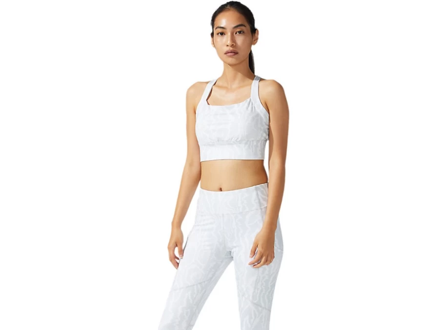ASICS Women's Strong 92 Printed Sports Bra - Brilliant White Print - High Support Running Bra
