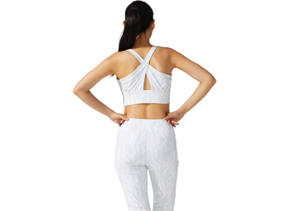 ASICS Women's Strong 92 Printed Sports Bra - Brilliant White Print - High Support Running Bra