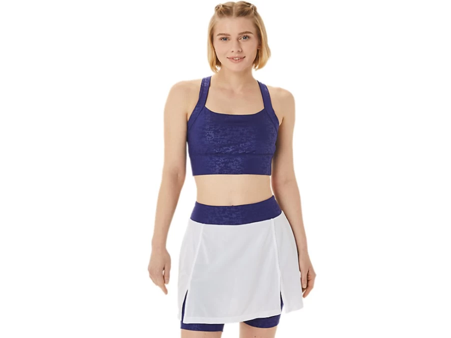 ASICS Women's Japan Brushed Emboss Dive Blue Printed Strong Support Sports Bra