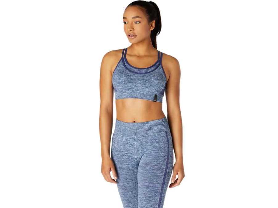 ASICS Women's Thunder Blue Reversible Seamless Sports Bra - No-Sew Comfort & Support