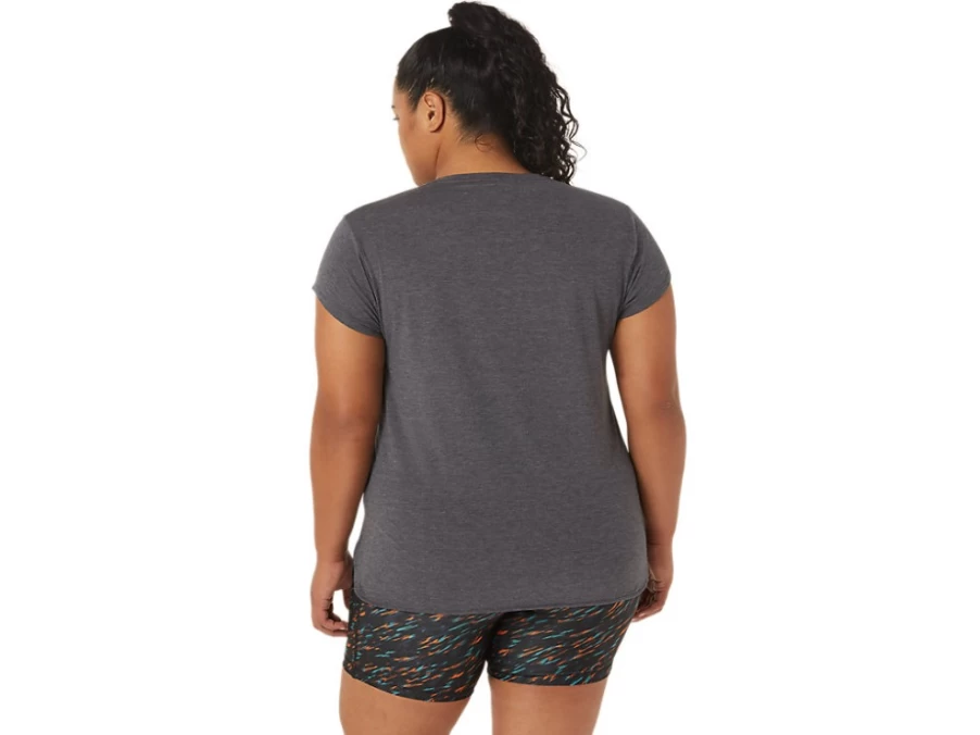 ASICS Women's Dark Grey Heather V-Neck Top – Soft Casual Tee for Women