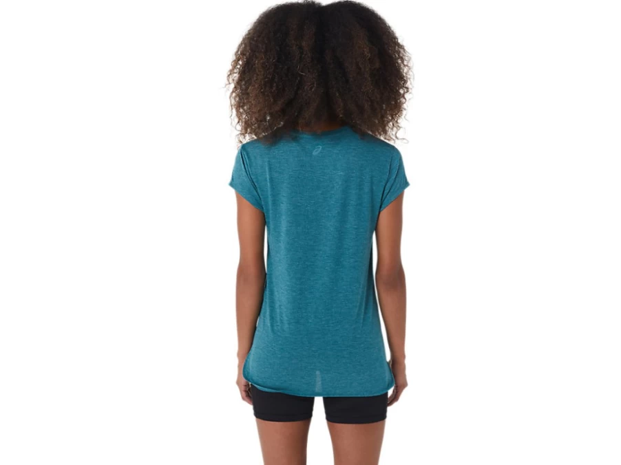 ASICS Women's Velvet Pine Heather V-Neck Top - Soft Comfortable Heather Fabric