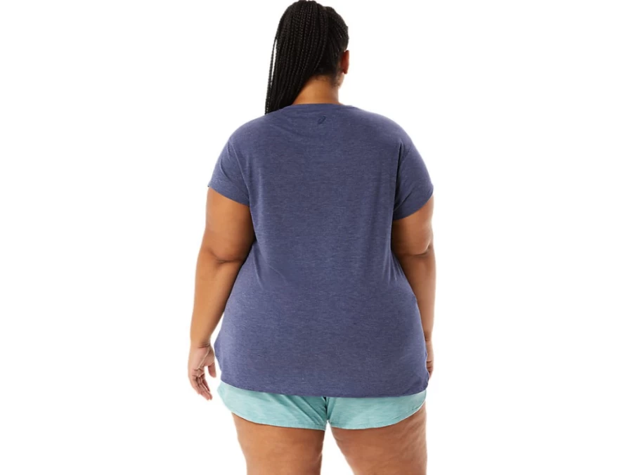ASICS Women's Peacoat Heather V-Neck Top - Comfortable Athletic Tee