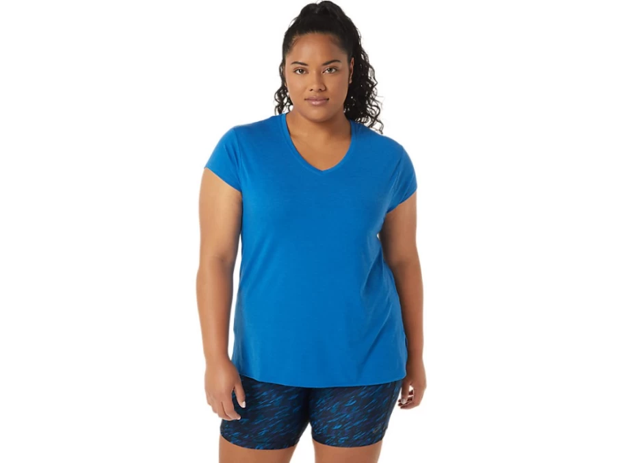 ASICS Women's Lake Drive Heather V-Neck T-Shirt - Soft Casual Comfort Top