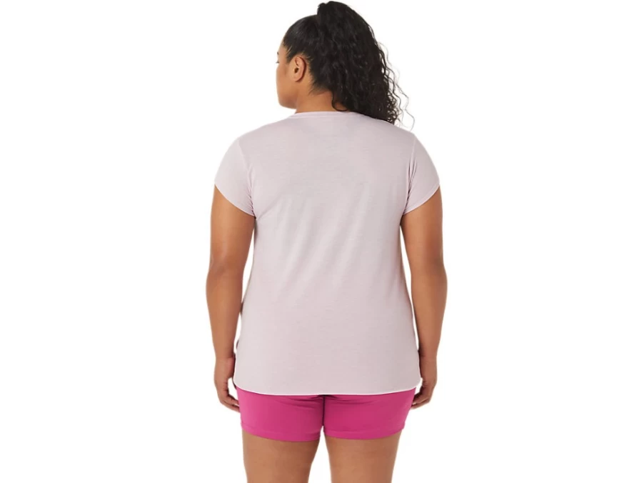 ASICS Women's Barely Rose Heather V-Neck Top - Soft Comfortable Heather Tee