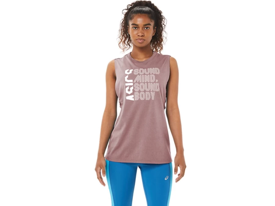 ASICS Women's Sound Mind Sound Body Tank Top - Ginger Peach Heather Athletic Workout Shirt