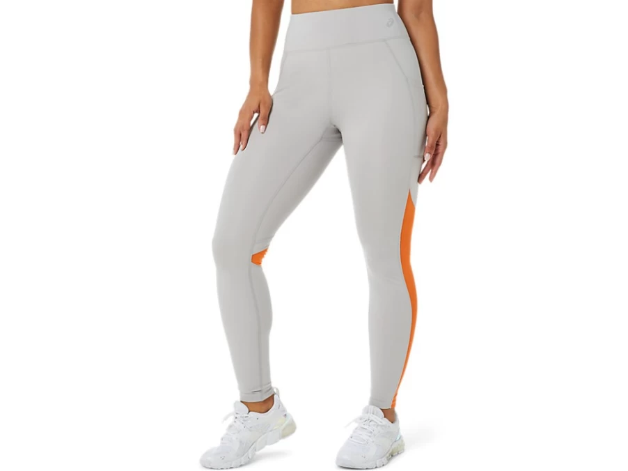 ASICS Women's Oyster Grey Mesh Block Tight – Lightweight Running Tights for Women