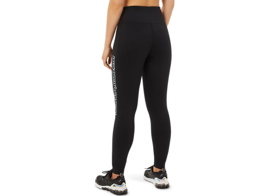 ASICS Women's Performance Black Logo Graphic Tight - Athletic Running Leggings