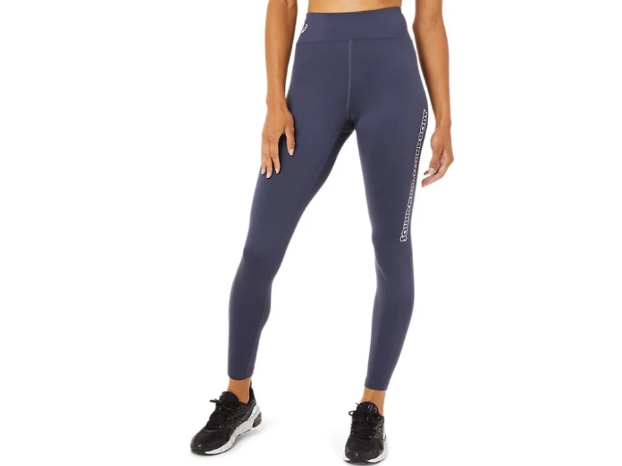 ASICS Women's Indigo Fog Logo Graphic Tight - Athletic Running Leggings