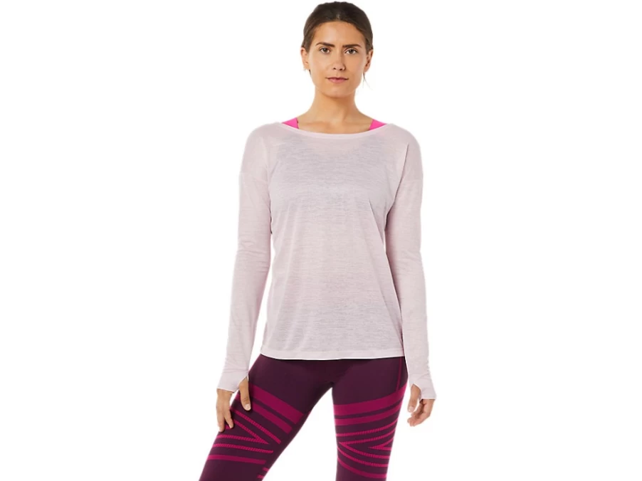 ASICS Women's Barely Rose Open Back Long Sleeve Top - Athletic Comfort Fit Yoga Shirt