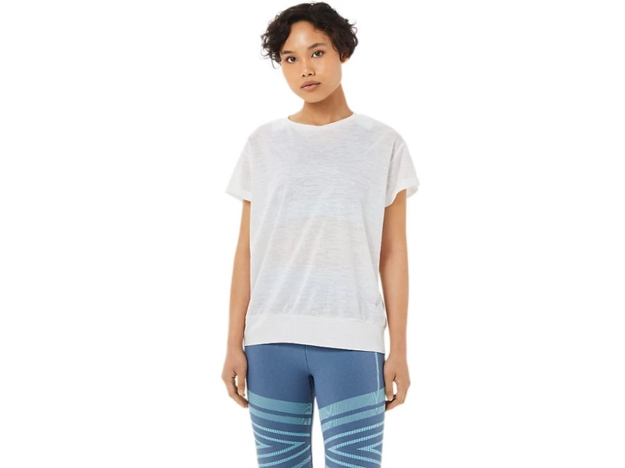 ASICS Women's Brilliant White Open Back Short Sleeve Top