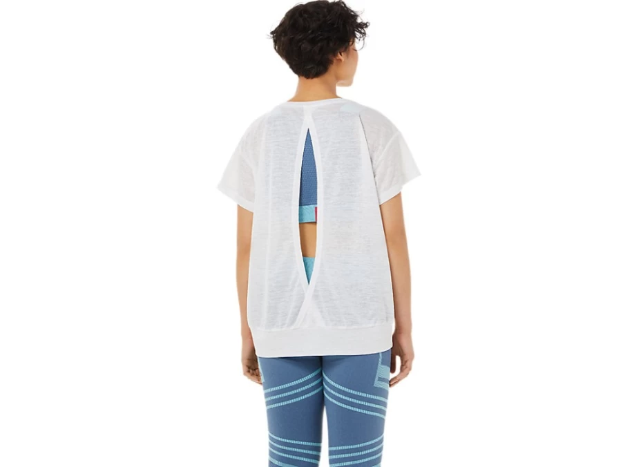 ASICS Women's Brilliant White Open Back Short Sleeve Top
