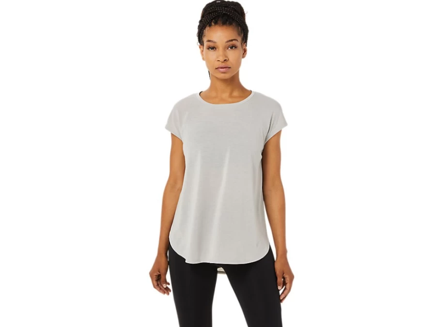 ASICS Women's Oyster Grey Slit Short Sleeve Top