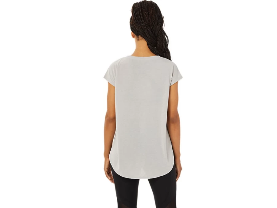 ASICS Women's Oyster Grey Slit Short Sleeve Top