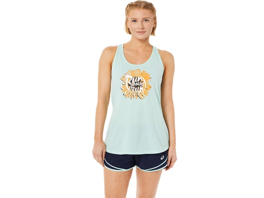 ASICS Women's Run Around the Sun Racerback Tank Top - Fresh Ice Heather