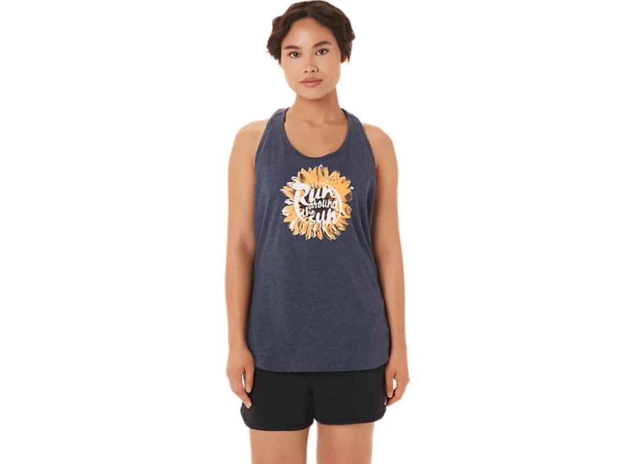 ASICS Women's Run Around the Sun Racerback Tank Top - Peacoat Heather