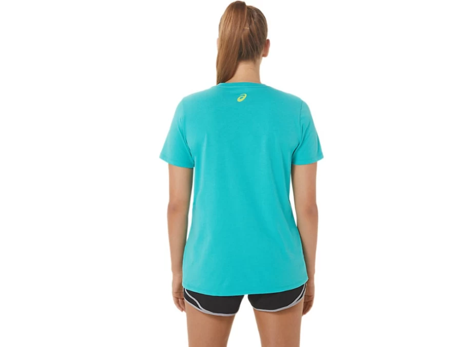ASICS Women's Run Club V-Neck T-Shirt in Sea Glass | Lightweight Running Top for Women
