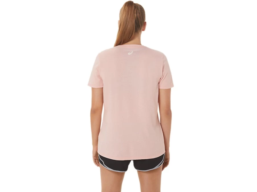 ASICS Women's Run Club V-Neck T-Shirt in Frosted Rose | Lightweight Running Top for Women