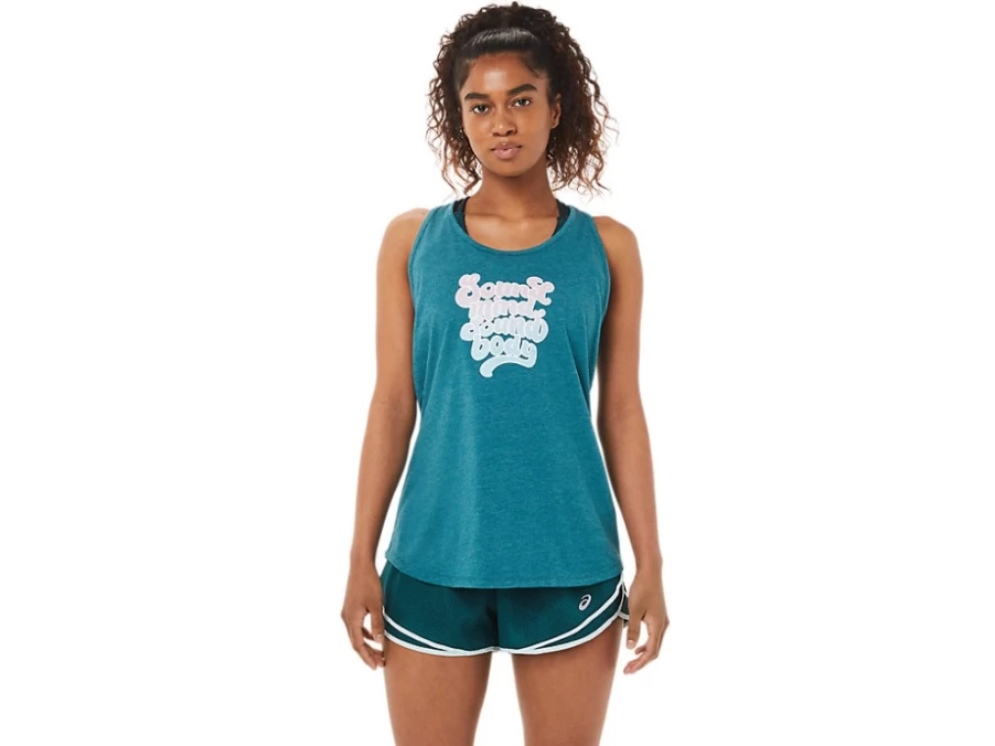 ASICS Women's Philosophy Racerback Tank Top - Velvet Pine Heather Color
