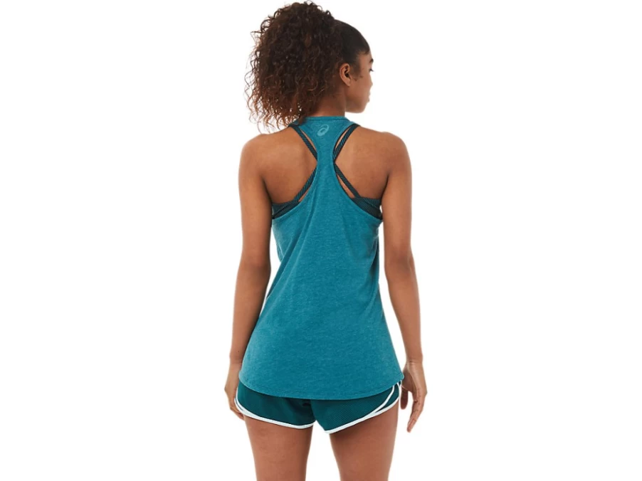 ASICS Women's Philosophy Racerback Tank Top - Velvet Pine Heather Color