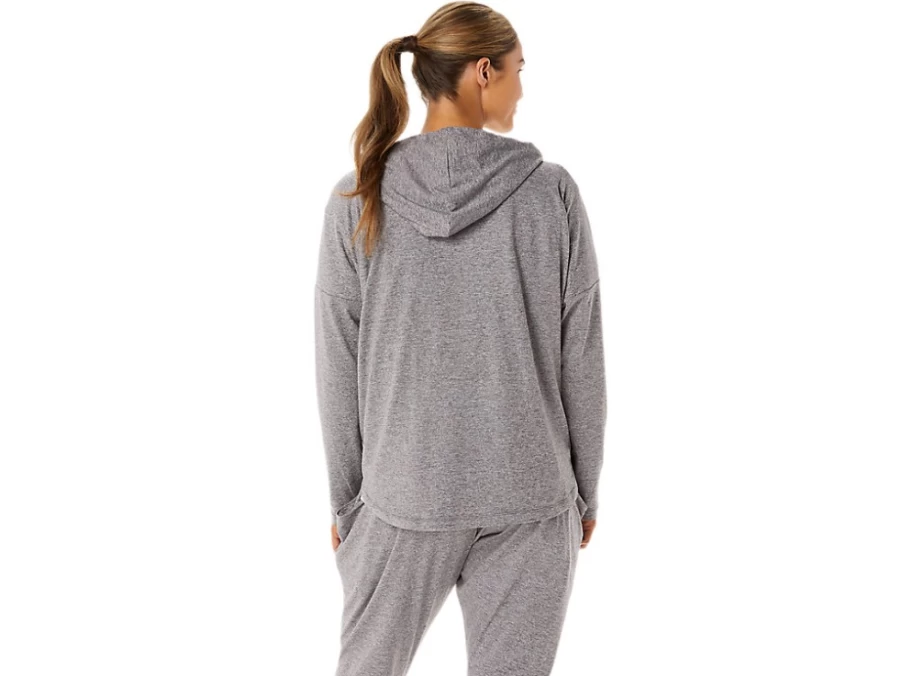 ASICS Women's Smoke Shadow Heather Soft Stretch Knit Full Zip Hoodie - Lightweight Comfort & Stylish Fit