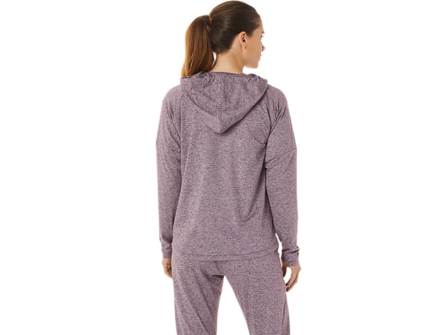 ASICS Women's Deep Mars Heather Full Zip Hoodie - Soft Stretch Knit Pullover for Comfort & Style