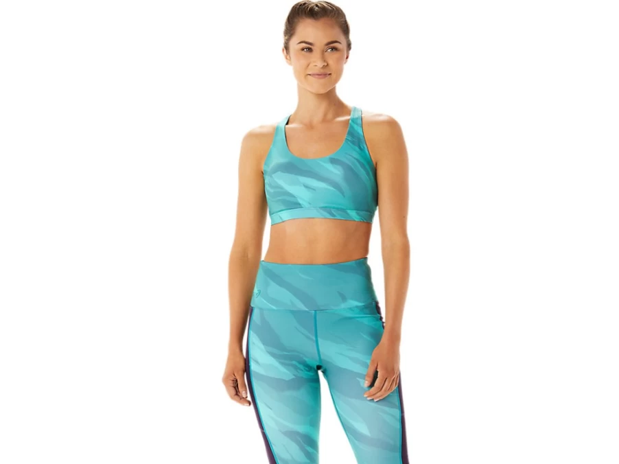 ASICS Women's Misty Pine Training Graphic Bra - Stylish Workout Top for Fitness & Gym