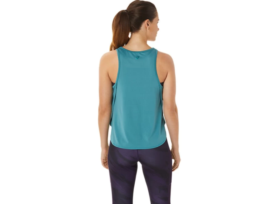 ASICS Women's Misty Pine Sleeveless Top with Side Slit - Stylish Athletic Wear