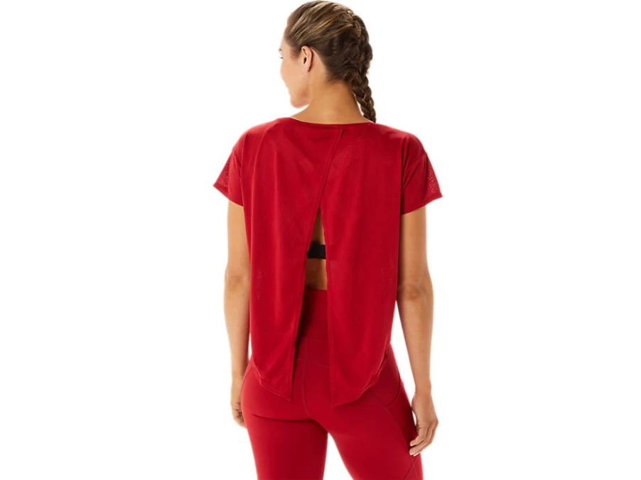 ASICS Women's Cranberry Jacquard Short Sleeve Top - Movekoyo Athletic Tee