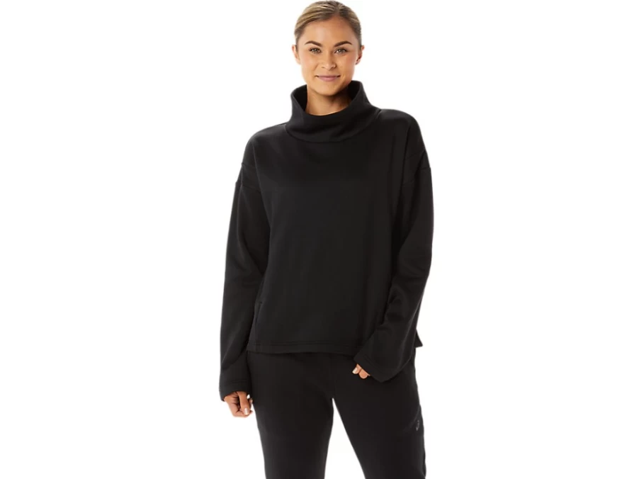 ASICS Women's Performance Black Brushed Knit Pullover Sweater