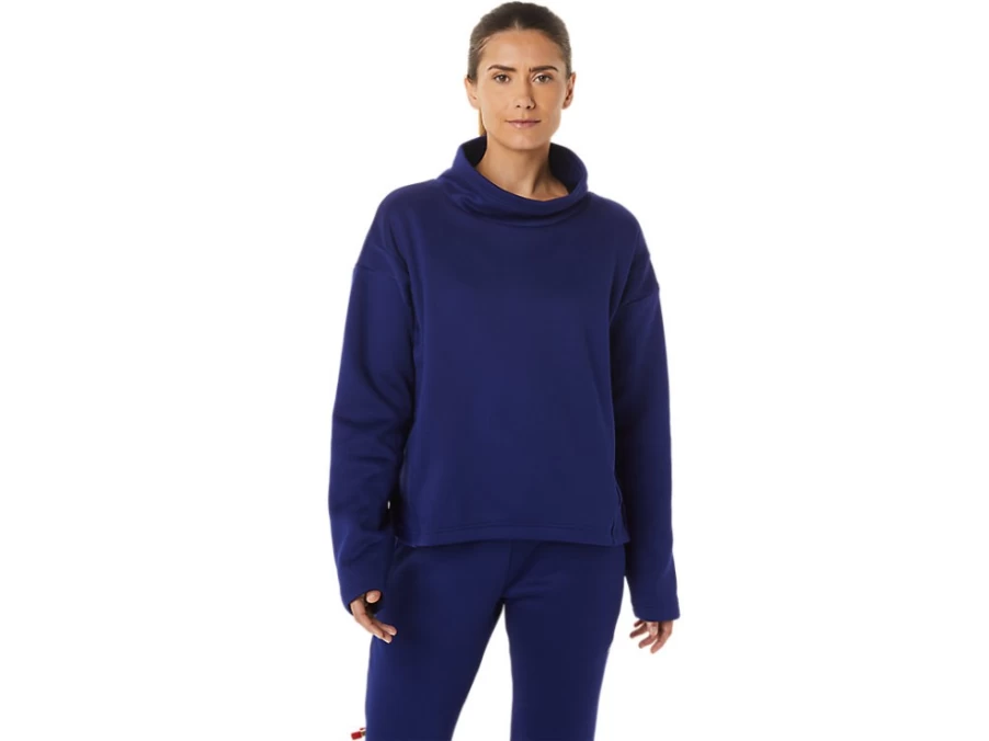 ASICS Women's Dive Blue Brushed Knit Pullover Sweater