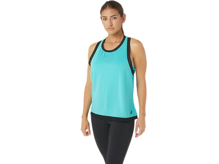 ASICS Women's W Kate Mesh Tank Top in Sea Glass - Lightweight Breathable Workout Shirt