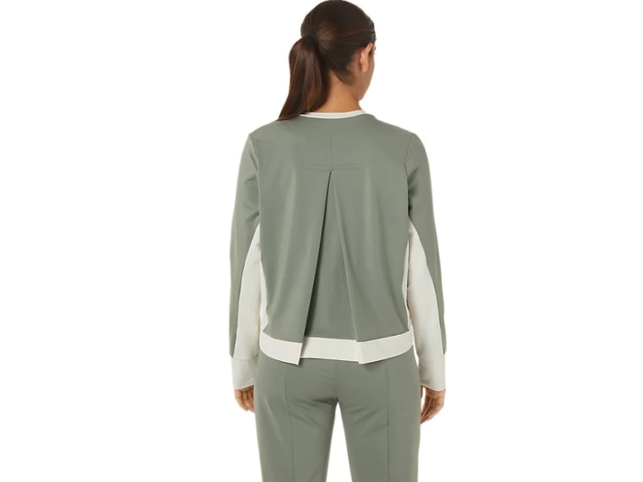 ASICS Women's Lichen Green/Birch Repurposed Flare Top - Sustainable Athletic Wear