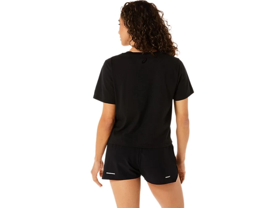 ASICS Women's Performance Black Stripes Boxy Short Sleeve T-Shirt