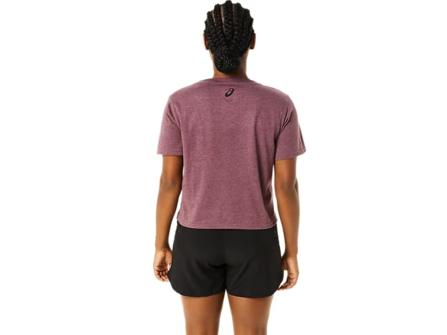 ASICS Women's Deep Mars Heather Stripes Box Fit Short Sleeve T-Shirt