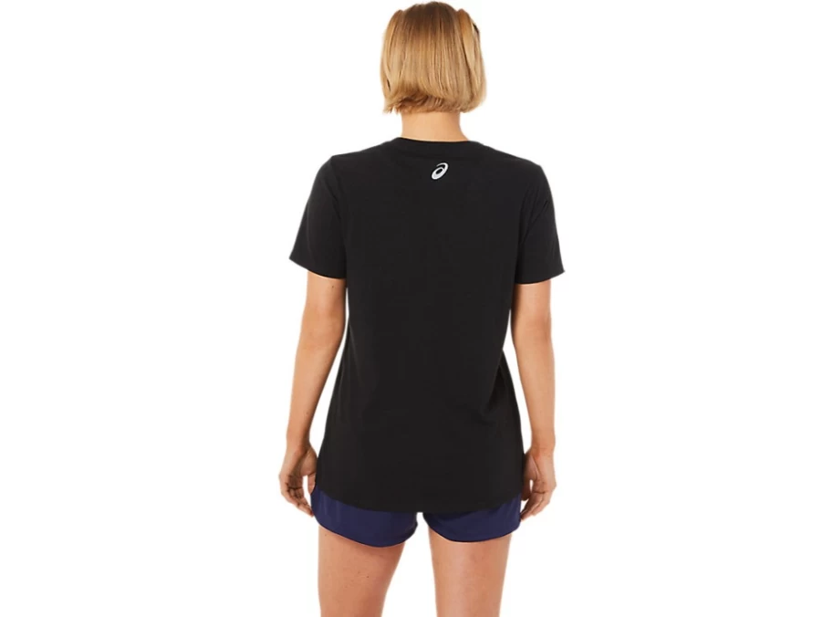 ASICS Women's Performance Black Stripes V-Neck T-Shirt