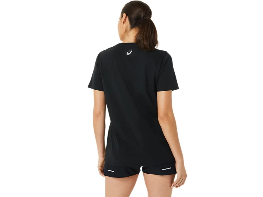 ASICS Women's Black Shine Stripes V-Neck T-Shirt – Athletic Running Top