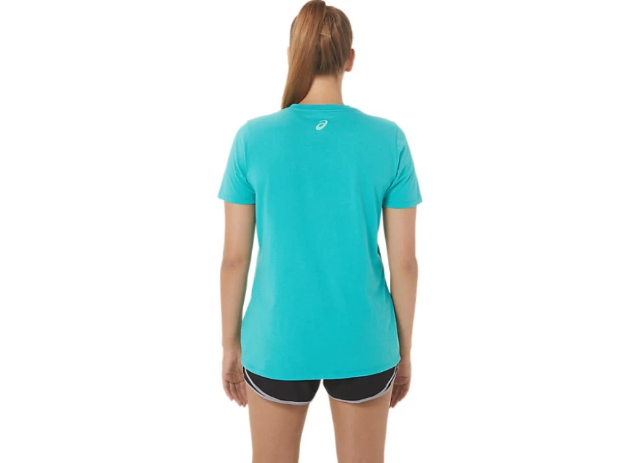 ASICS Women's Sea Glass Stripes V-Neck T-Shirt – Lightweight Athletic Top