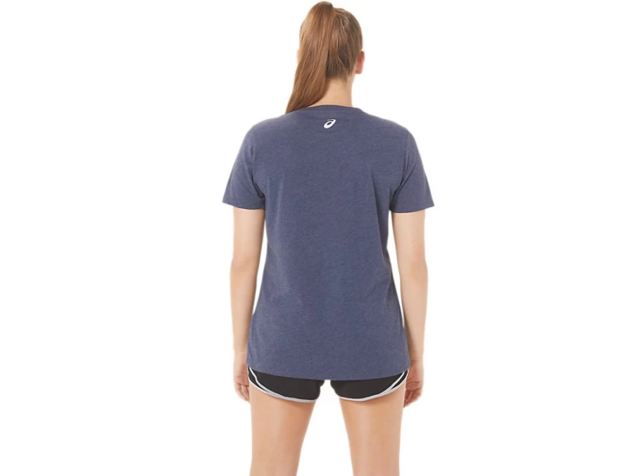 ASICS Women's Peacoat Heather Stripes V-Neck T-Shirt