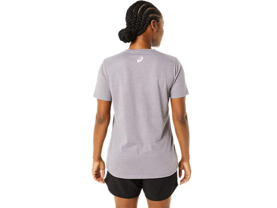 ASICS Women's Lavender Grey Heather Stripes V-Neck T-Shirt