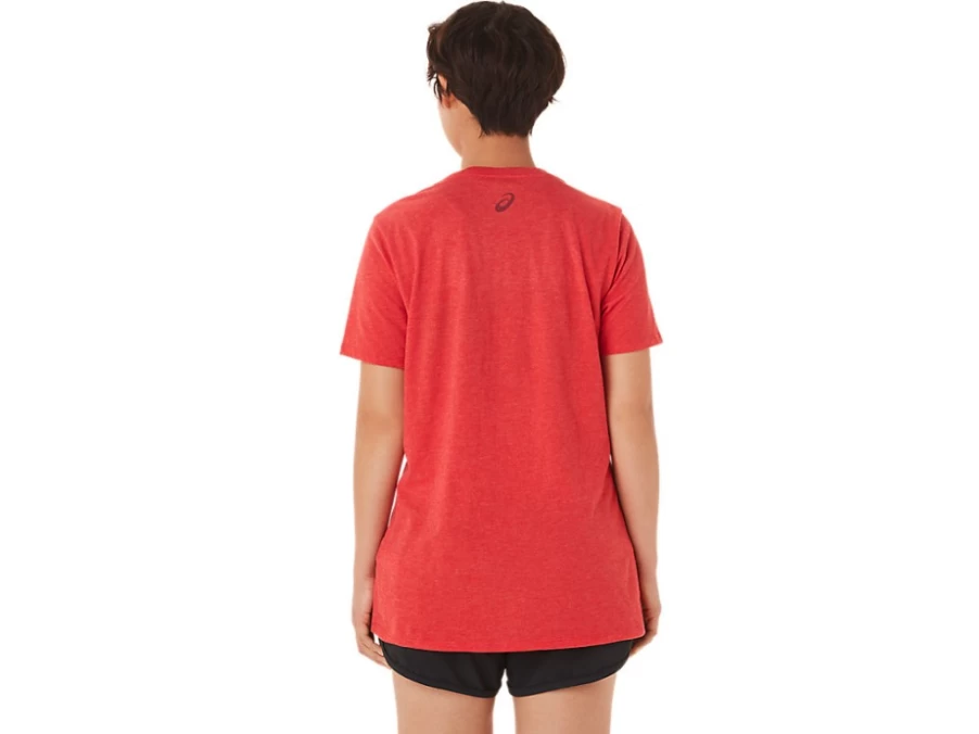 ASICS Women's Classic Red Heather Stripes V-Neck T-Shirt